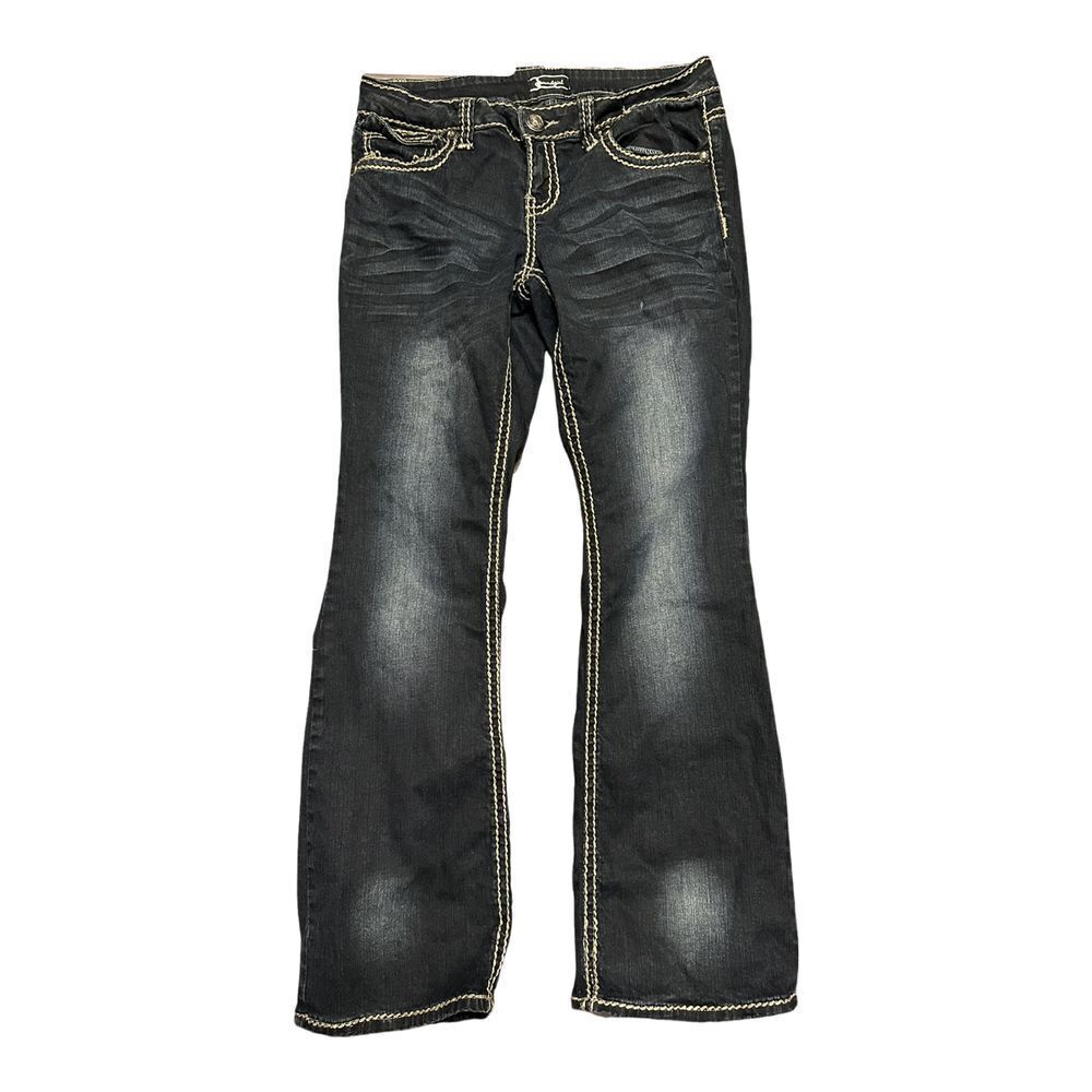 SoundGirl Jeans Size 11 Dark Wash Rhinestone Button Boot Cut Y2K Western